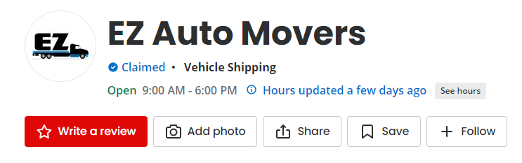 EZ Auto Movers, a nationwide car shipping company, has found a new home at Yelp!